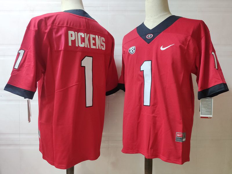 Men Georgia Bulldogs 1 Pickens Red Nike 2025 NCAA Jersey